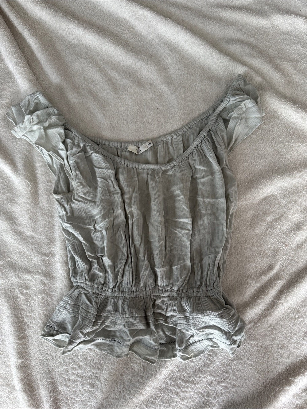 Aritzia Mint Green Off-Shoulder Blouse